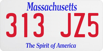 MA license plate 313JZ5