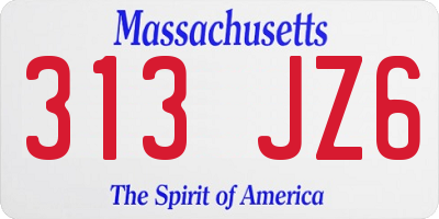 MA license plate 313JZ6