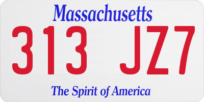 MA license plate 313JZ7