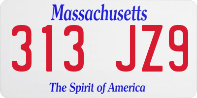 MA license plate 313JZ9