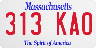 MA license plate 313KA0