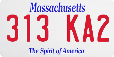 MA license plate 313KA2
