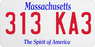 MA license plate 313KA3