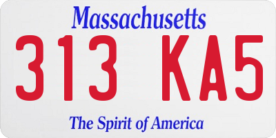 MA license plate 313KA5