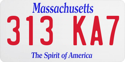 MA license plate 313KA7