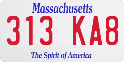MA license plate 313KA8