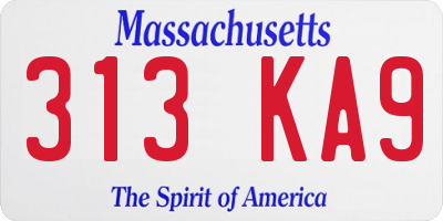 MA license plate 313KA9