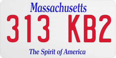 MA license plate 313KB2