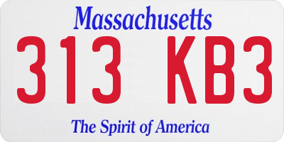 MA license plate 313KB3