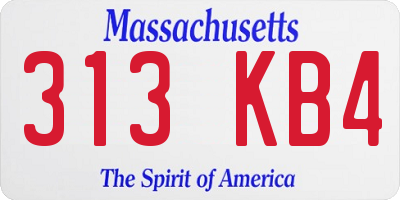 MA license plate 313KB4