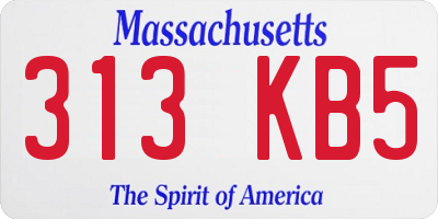 MA license plate 313KB5