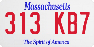 MA license plate 313KB7