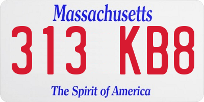 MA license plate 313KB8
