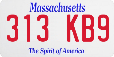 MA license plate 313KB9
