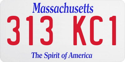 MA license plate 313KC1