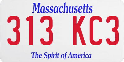 MA license plate 313KC3