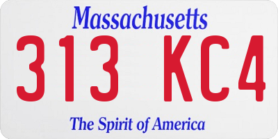 MA license plate 313KC4