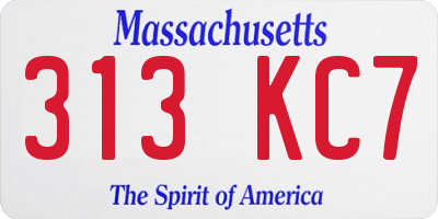 MA license plate 313KC7