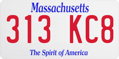MA license plate 313KC8