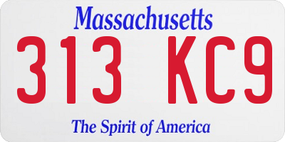 MA license plate 313KC9