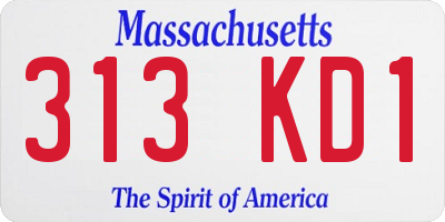 MA license plate 313KD1
