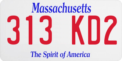 MA license plate 313KD2