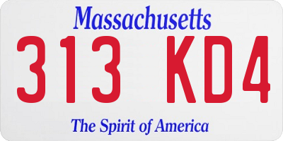 MA license plate 313KD4
