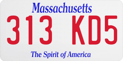 MA license plate 313KD5