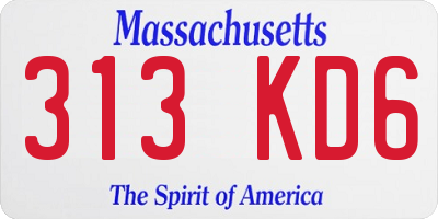 MA license plate 313KD6