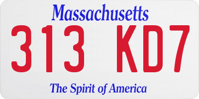 MA license plate 313KD7