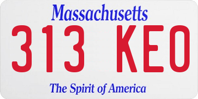 MA license plate 313KE0