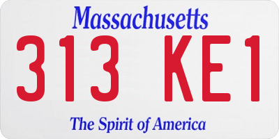 MA license plate 313KE1