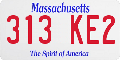 MA license plate 313KE2