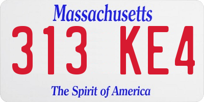 MA license plate 313KE4