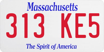 MA license plate 313KE5