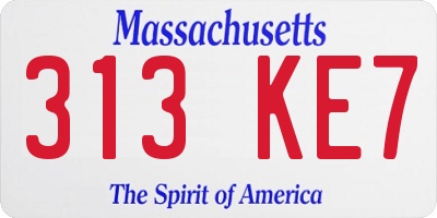 MA license plate 313KE7