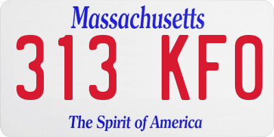 MA license plate 313KF0