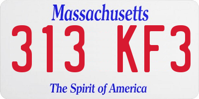 MA license plate 313KF3