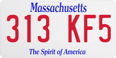 MA license plate 313KF5
