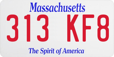 MA license plate 313KF8