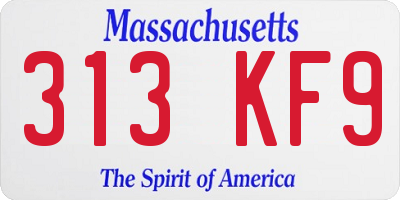 MA license plate 313KF9