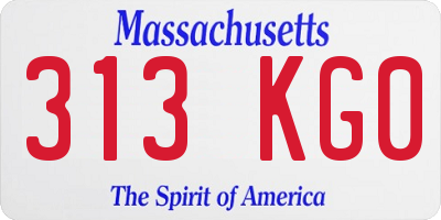 MA license plate 313KG0