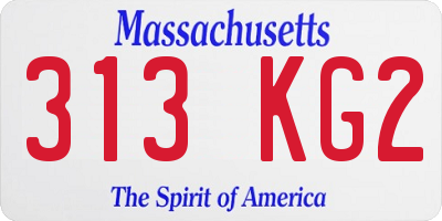 MA license plate 313KG2