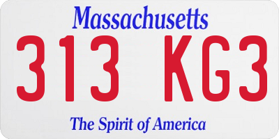MA license plate 313KG3