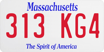 MA license plate 313KG4
