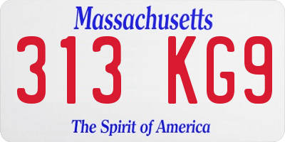 MA license plate 313KG9