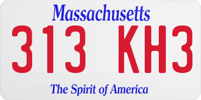 MA license plate 313KH3