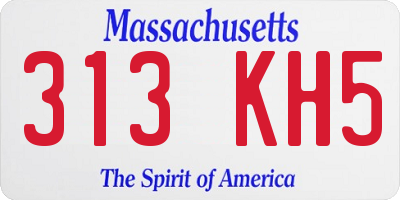 MA license plate 313KH5