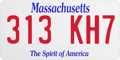 MA license plate 313KH7