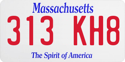 MA license plate 313KH8